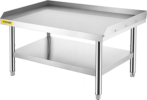 VEVOR Soporte de parrilla de acero inoxidable, mesa de acero inoxidable de 48 x 30 x 24 pulgadas, mesa de soporte para parrilla con estante inferior