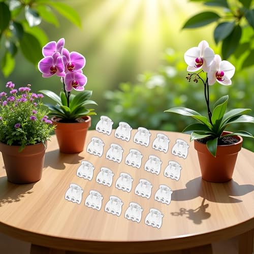 Orchideen-Clips für Pflanzen, transparent, für Garten, Ranken, Stängel, Pflanzen, Kletterverschluss, transparent, 6 Krallen, Orchideen-Clips, Kunststoff, Schmetterlingspflanze, Stützstrukturen, 50