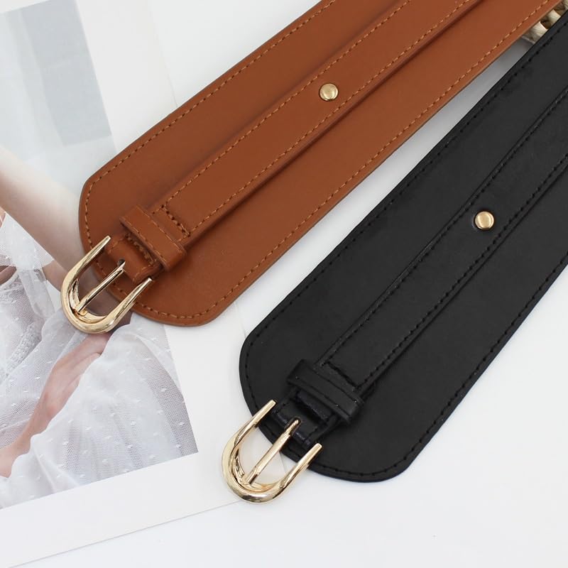 Wide Belt Female Pin Buckle Decoration Dress Elastic PU Elastic Waist Seal Retro Corset Female4