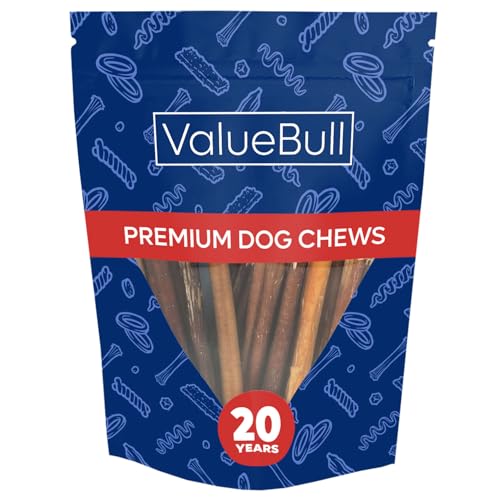 ValueBull Bully Sticks for Small Dogs, Thin 6 Inch, 10 Count - All Natural Dog Treats, 100% Beef Pizzles, Single Ingredient Rawhide Alternative -  ValuePetSupplies