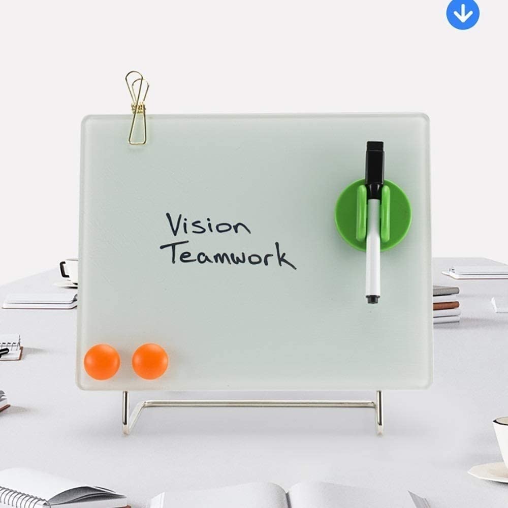 EPANO Tableau blanc magnétique portable en verre effaçable à sec pour l'école, la maison ou le bureau 20,3 x 25,4 cm
