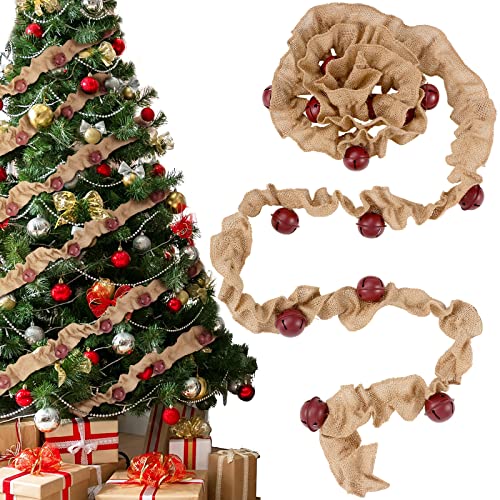 XunYee 9 ft Buffalo Plaid Christmas Tree Garland Rustice Burlap