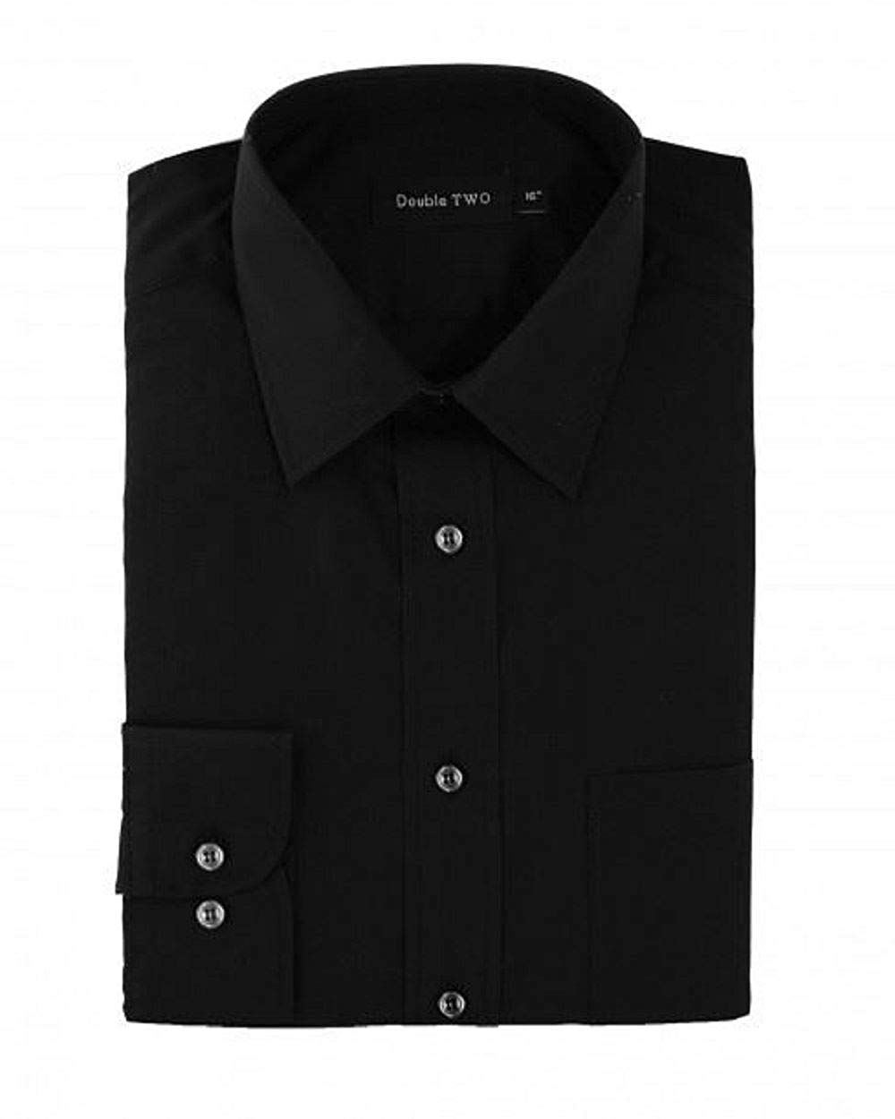 Double TWO Classic Cotton Blend Long Sleeved Shirt (3300) in Black in (Collar 23/Chest 66-65")