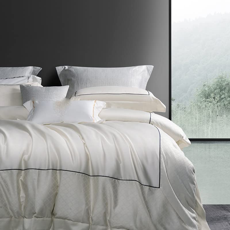 Juego de ropa de cama de algodón Jacquard con cuatro piezas de satén suave 3
