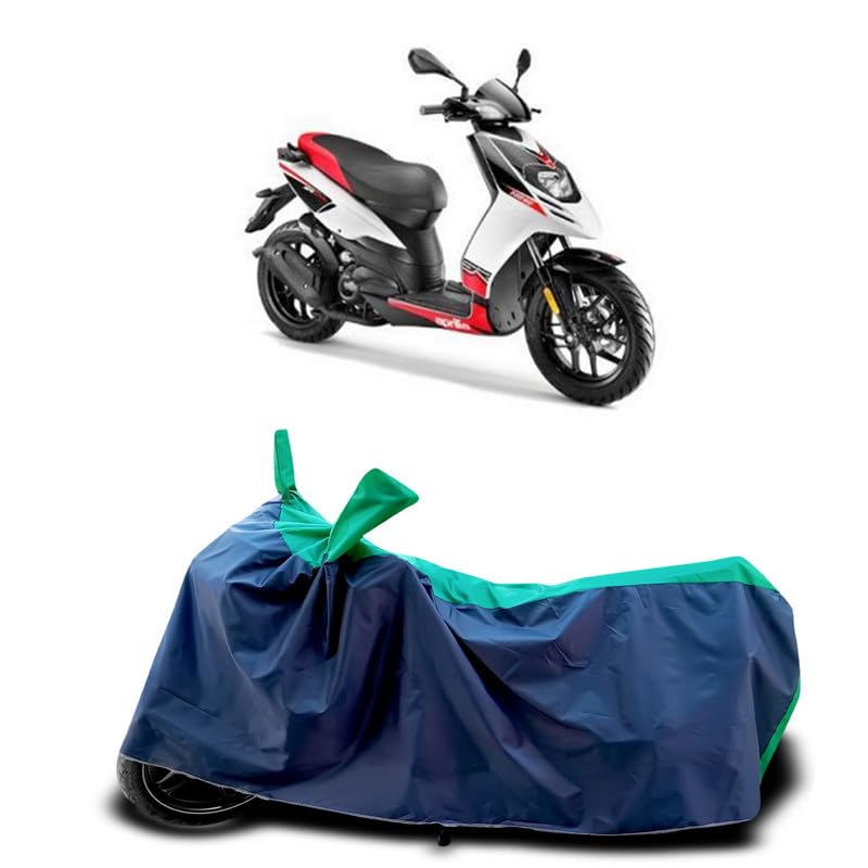Image of DUFFEL-Two Wheeler Bike Cover Compatible for Aprilia Sr-150 Bs6 Heat Protectio /UV-Rays /Birds Dropping /DustProof /Waterproof Indoor Outdoor and Parking Full Protection All Variants [Green Patta]