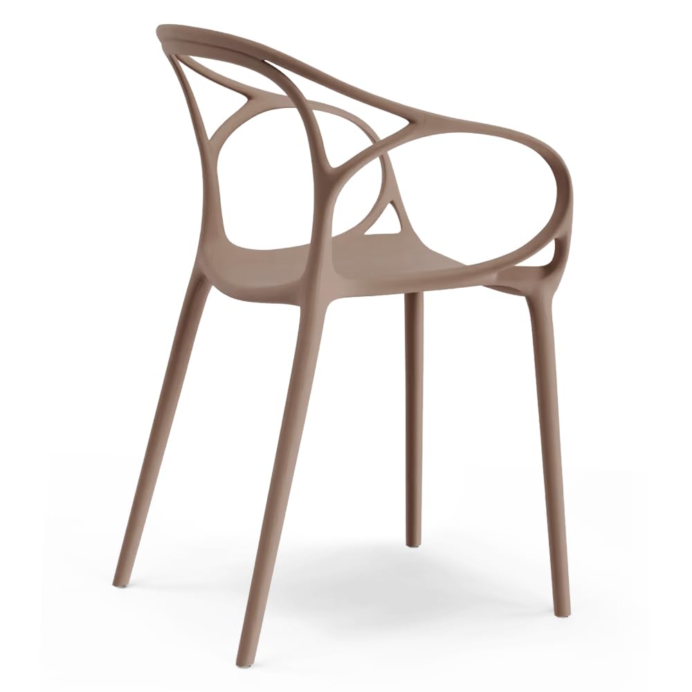 REDÒKASA Set 4 sedie in polipropilene CHIARA, impilabile, design moderno, ideale per sala da pranzo, soggiorno, cucina, sala d’attesa, bar, ristoranti (4, Tortora)