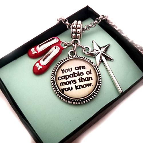 Amazon Com Wizard Of Oz Quote Gift Charm With Bracelet Necklace Keychain Dorothy Ruby Red Slippers Jewelry Gift For Girls Women You Ve Always Had The Power Handmade Products