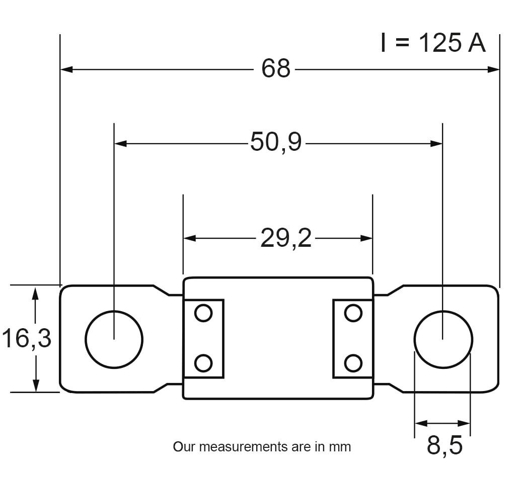 Restagraf - Fusible Méga - Protection Circuit Électrique de 125 A et 32 V - Pour l'Automobile et l'Industrie - Réf. 317139 - Boîte de 8