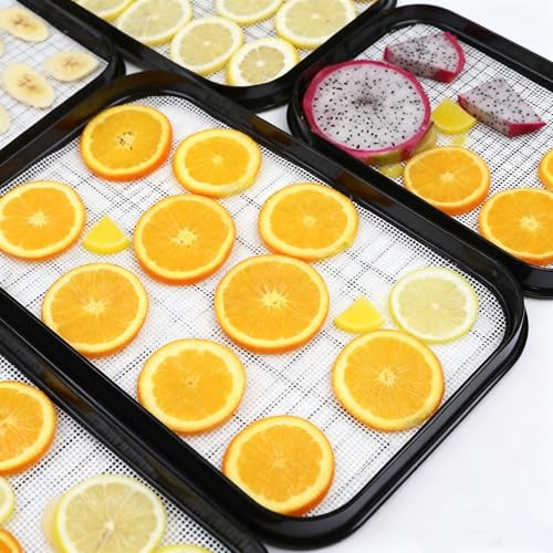 Image of Silicone Dehydrator Sheets 6 Pcs, Resuable Mat 11 x 8in for Food Dehydrator Freeze Dryer to Prevent Food Spills, Heat-Resistant Dehydrator Trays, Dishwasher Safe, White Rectangular