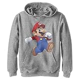 Gedruckt in den USA. Nintendo Unisex-Kinder Mario Running Man Kapuzenpullover, Athletic meliert, XL