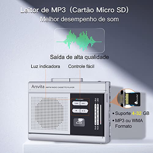 Caixa Som Antiga Radio Portátil Retro Am Fm Sd Usb Bluetooth Portable Cassette Player and Recorder,