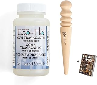 Tandy Leather Eco Flo Gum Tragacanth 4.4floz 2620-01 & Multi Size Wood Slicker 8121-00 Edge Leather Burnishing Gum & Craft Wood Slicker Tandy Leather Tool Set for Leather Craft Slick Finish with Ebook