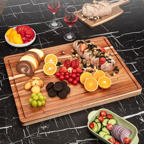 Tabla de cortar rectangular de 24 pulgadas en madera de acacia miniatura 7
