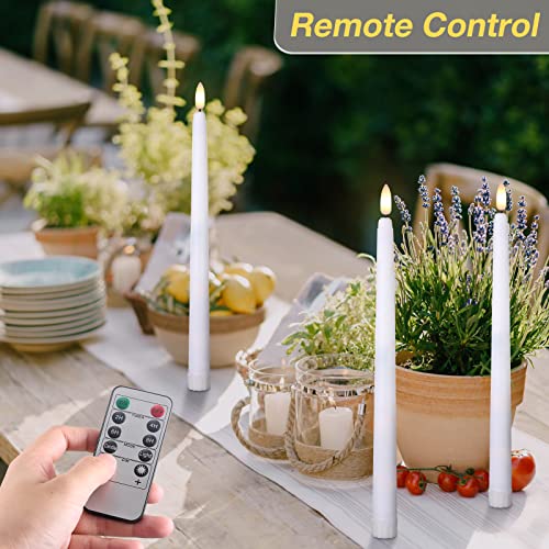 Image of Tuanse 20 Pcs Flickering Flameless Taper Candles Bulk LED Battery Operated Realistic Flame Effect with Remote & Timer Safe No Fire Wax Drip Candles for Wedding Church Home Decor (10.83 inch,White)