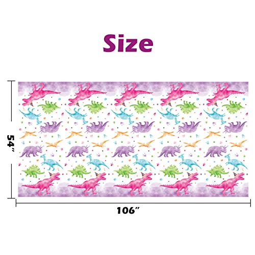 Watercolor Dinosaur Tablecloth - 2 Pack 54'' X 108'' Dinosaur Party Supplies For Kids Girls Dino Theme Birthday Party Decoration Plastic Disposable Printed Rectangular Dining Table Cover #TOP3