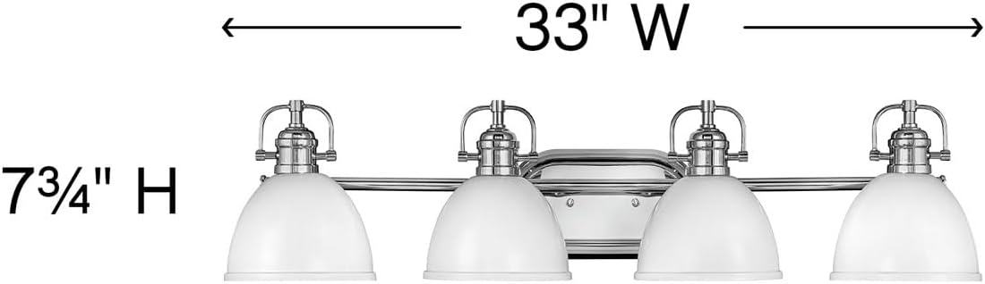 Hinkley Rowan Collection Four Light Bathroom Vanity Fixture with Polished White Metal Shade, Chrome