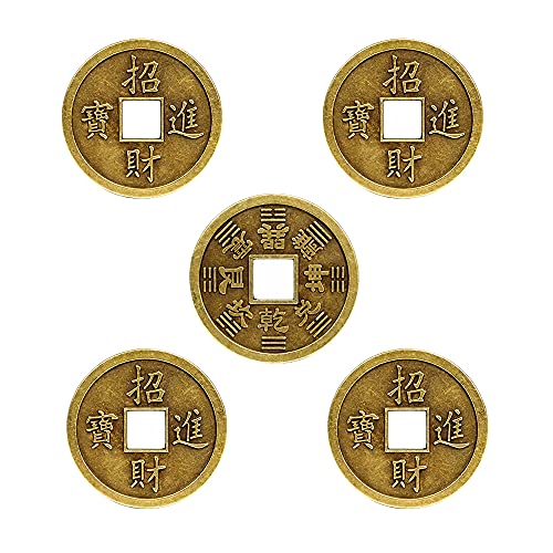 Acxico 5Pcs Extra Large Feng Shui Coin 1.7" Lucky Chinese