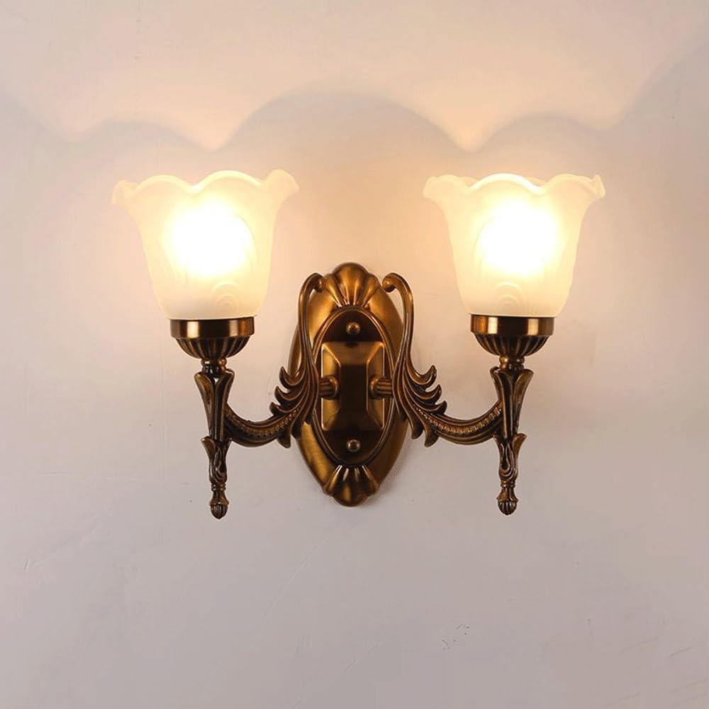 Generico Applique da parete semplice e moderno | Design con paralume in vetro, luce calda for comodino, soggiorno, corridoio(2-Lights)