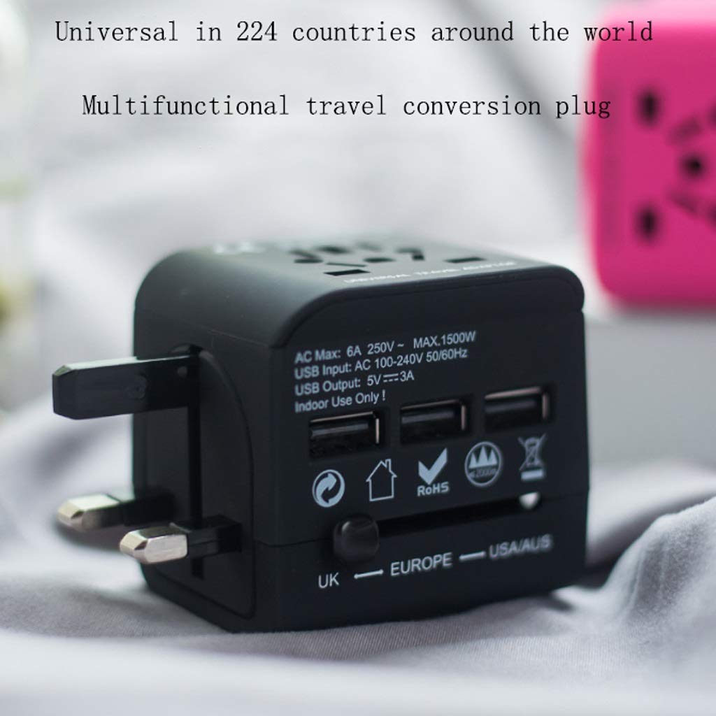 Gniazdo międzynarodowe przetwornice Universal Power Adapter Plug Międzynarodowa ładowarka z 3 Usb. Porty ładujące, ogólnoświatowy adapter podróży adapter wtyczki zasilania (Color : D)