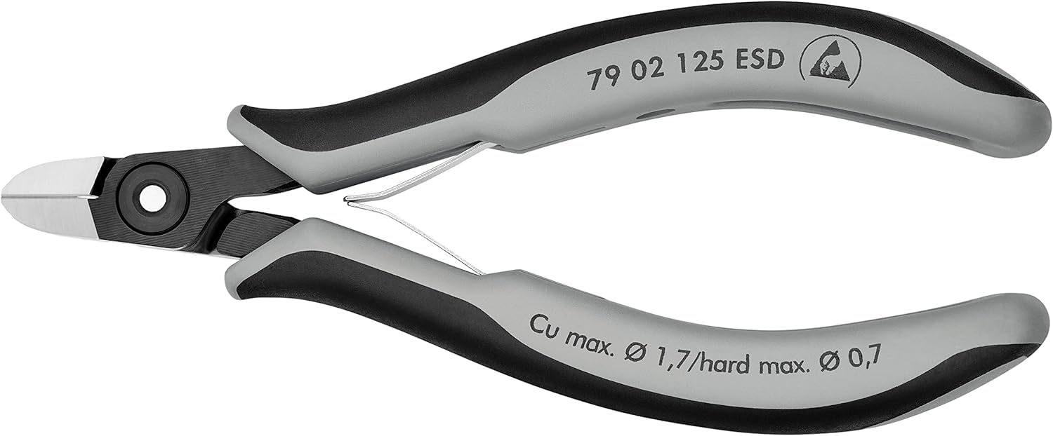 KNIPEX Precision Electronics Side Cutter ESD with Multi-Component Handles 125 mm, 79 02 125 ESD