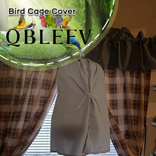 Image of QBLEEV Round Parrot Birdcage Cover, Pet Universal Blackout Cage Cover Shade | Windproof light-proof sleep reduces distractions night accessories cloth without cage, bow tie clouser, easy to wear