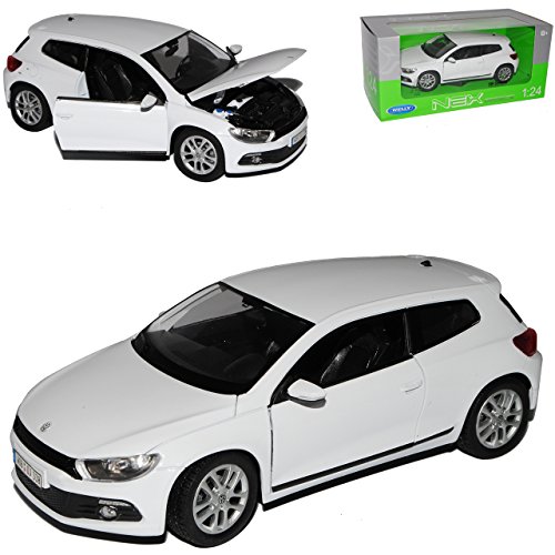 Welly Volkwagen Scirocco Coupe Weiss 3. Generation Typ 13 Ab 2008 1/24 Modell Auto mit individiuellem Wunschkennzeichen