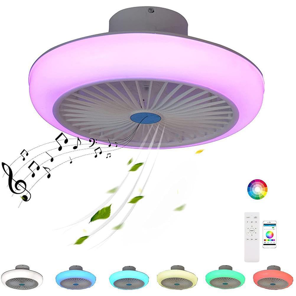 Fdit Wentylator Sufitowy LED z Głośnikiem Bluetooth, 72W 220V z Pilotem