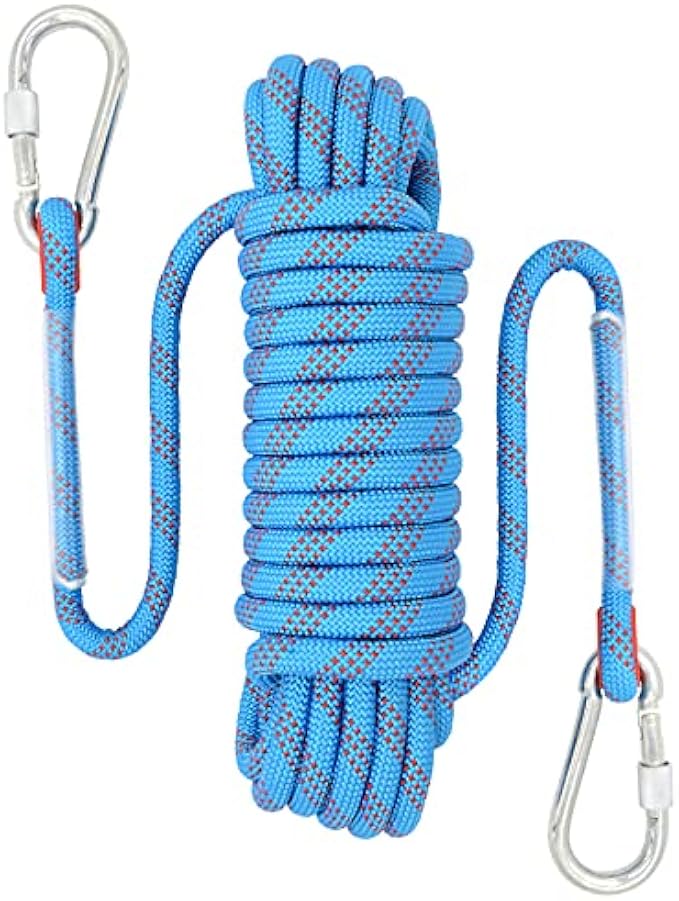 DEFIMOB Climbing Rope,12mm/ 10mm Static Outdoor Rock Climbing Rope, Climbing Equipment 32ft/ 64ft/ 96ft/ 131ft/ 164ft Escape Rope, Safety Rappelling Rope