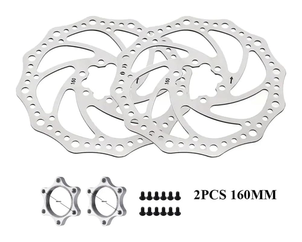Rotore del freno a disco for bicicletta a 6 bulloni da 160 mm di ricambio for mozzi a ruota libera filettati Flangia da 48 mm compatibile con i sistemi di freno a disco del mozzo della bici