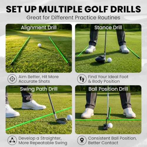 FINGER TEN Golf Alignment Sticks 48 Inch 2 or 3 Pack (2 Pack Green) by FINGER TEN - Used condition - Image 6