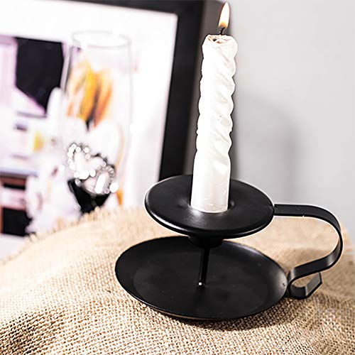 Sujun Retro Iron Taper Candle Holder, Set Of 2, Simple Black Candlestick Holders Candlelight Stand For Halloween Christmas Dining Room Home Decoration Display #TOP2