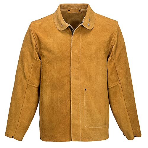 Portwest Leather Welding Jacket, Size: M, Colour: Tan, SW34TARM, golden brown