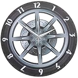 Orologio da parete per auto con cerchione: meccanismo di movimento per un tempo preciso, meccanismo silenzioso senza ticchettio con movimento ampio, goditi un tranquillo