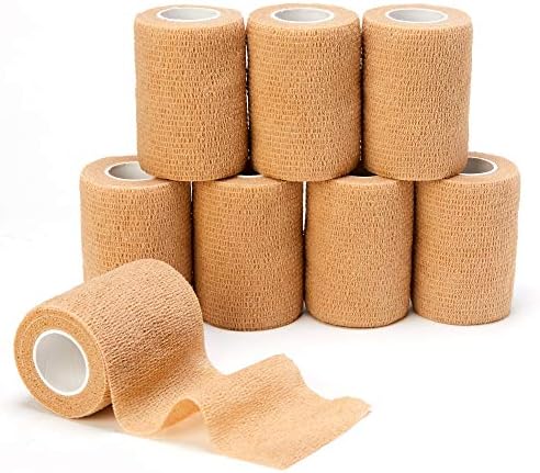 Self Adhesive Bandage Tape (3 Inches X 5 Yards), 8 Pack Elastic Cohesive Bandage Medical Wrap for First Aid, Sports, Wrist & Ankle