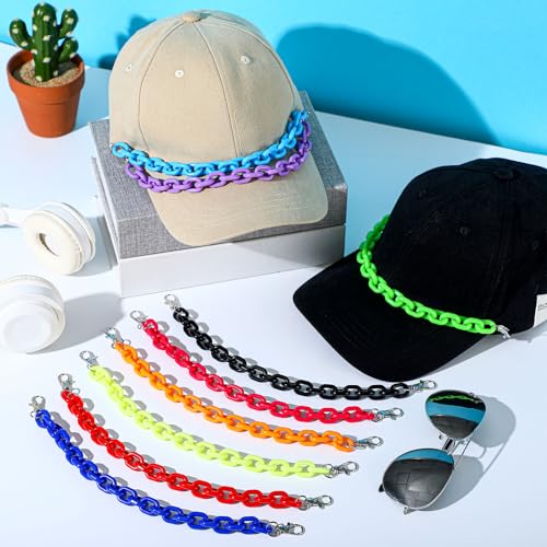 Image of Geyoga 9 Pcs Trucker Hat Chains Trucker Hat Charms Women Man Bill Decoration Detachable DIY Metal Chain for Mesh Baseball Cap(Rainbow Color,Rainbow)