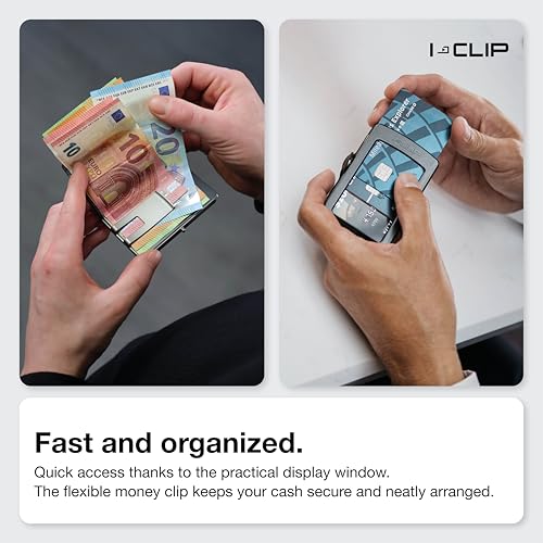 Image of I-CLIP Original Cardholder with Moneyclip - Smooth Leather Slim Wallet - Leather Wallet - Premium Wallet - Cardholder - Soft Touch Black