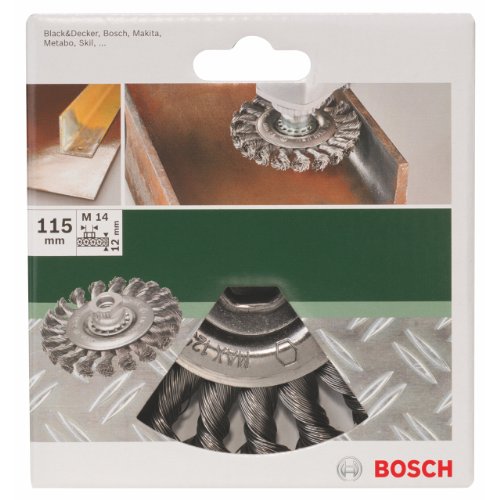 Bosch 2609256512 DIY Scheibenbürste Gezopfter Draht, ø 115 mm, M14 (1)