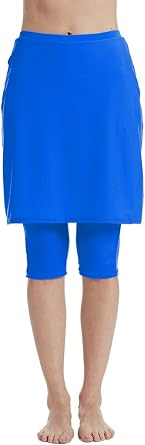 Micosuza Womens Skirted Swim Capris Sun Protective UPF 50+ Swimming Tight with Attached Skirt Sport Leggings