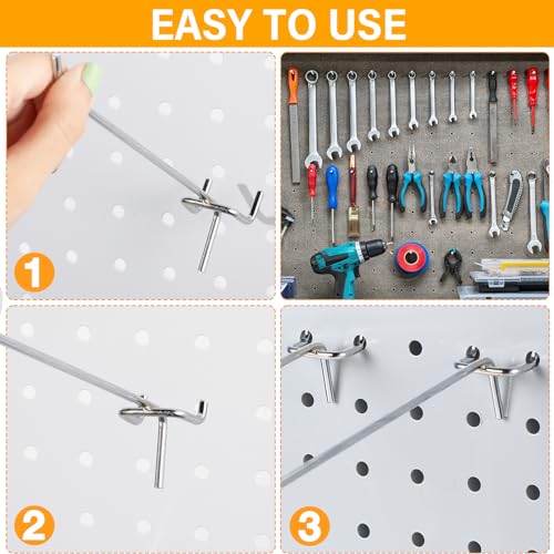 image for Shimeyao 100 Pcs Peg Board Shelving Hooks Stainless Steel Hanging Boar