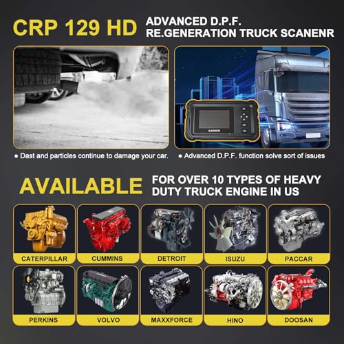 Launch CRP129 HD Heavy Duty Truck Scanner, Car Diagnostic Scanner for Commercial Vehicles, Full Sysem Diagnostic Tool, 7+ Services, Power Balance Test, Full OBD2/HD OBD/EOBD, 51+ Brands by LAUNCH - Image 5