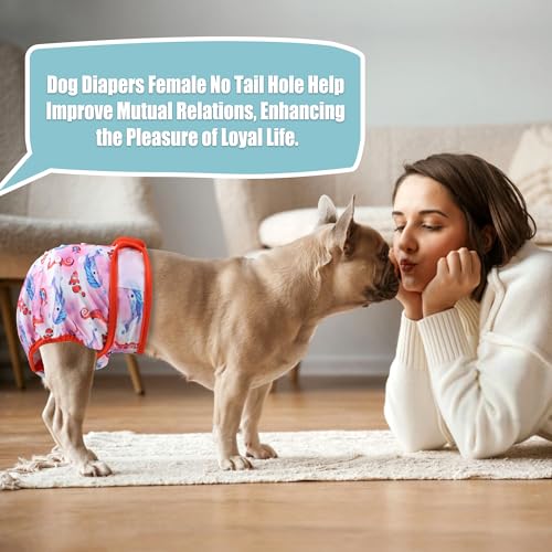 Image of wegreeco XX-Large Dog Diapers Female No Tail Hole, Reusable French Bulldog Diapers Female (Ocean of Flowers XX-Large)