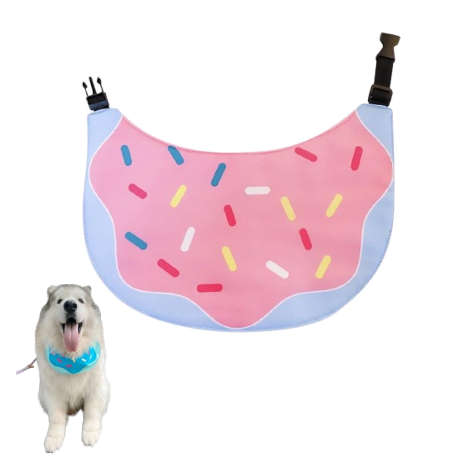 PetPhindU Dog Cat Bandana Waterproof Animated Pink Cartoon Donuts Medium and Large Summer Birth Party Bandana for Dog Cat Neck
