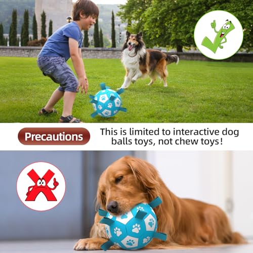 Image of QDAN Dog Balls, 8 Inch Dog Soccer Ball with Straps for Large Dogs