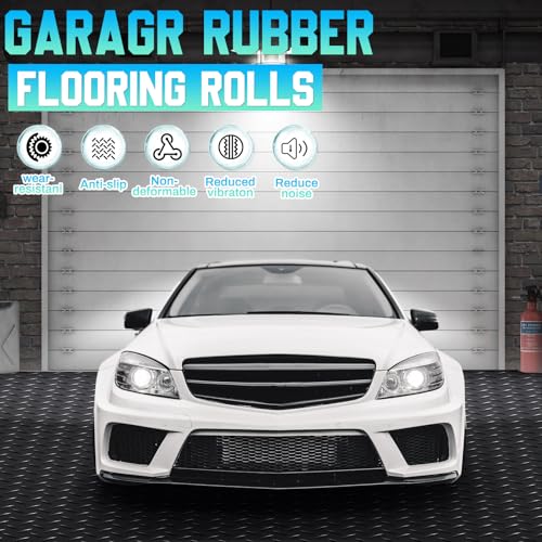 Image of Breling 12 in x 32.8 ft Rubber Diamond Plate Rolls Garage Floor Mat for Under Car, Heavy Duty Flooring Rug for Trailers Garage, PVC Water /Stain Outside Resistant Parking Rv Tool