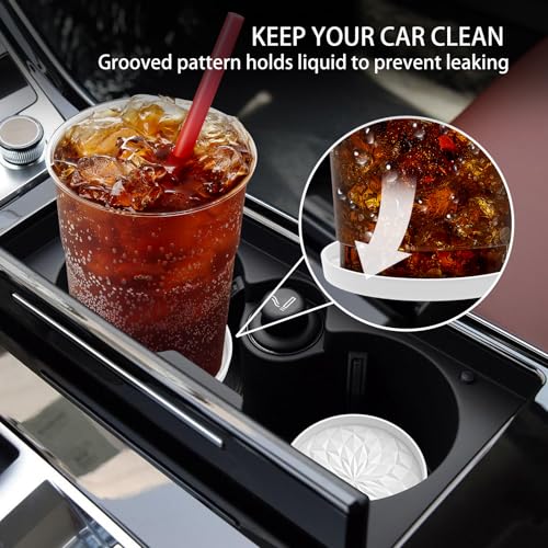 Image of ME.FAN Car Coasters for Cup Holders [4 Pack] - 2.75In Silicone Auto Mug Mats - Universal Non-Slip Recessed Car Interior AccessoriesWhite