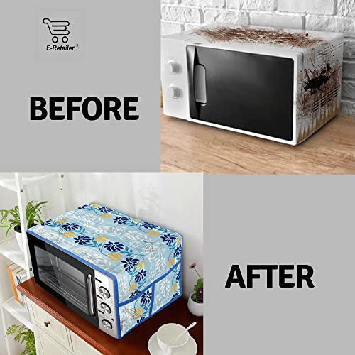 Image of Polyester 3-Layered Microwave Oven Top Cover With 4 Utility Pockets Suitable for Upto 30 Liter (Color- Blue, Size-36x14 Inches)