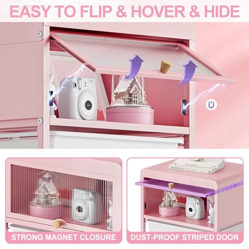 Utility-Rolling-Storage-Drawer-Craft-Cart-Organizers with 4 Drawers & Dust-Proof Door for Kid Craft Art Room,Bedroom,Home Office, Classroom, Rose Pink - Image 5