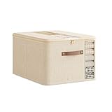 YGEVUHT収納ボックス綿麻二重窓ジッパー収納ボックス服おもちゃ衣類家庭用寝室 (特大)