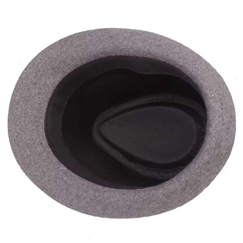 Classic Trilby Fedora Hat with Belt, Casual Jazz Cap Felt Hat Mens Fedoras Black