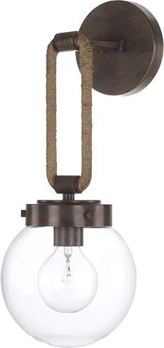 Capital Lighting 627412NG Beaufort - Aplique de pared de cristal transparente, 1 luz de 100 vatios, 18 pulgadas de alto x 7 pulgadas de ancho, gris